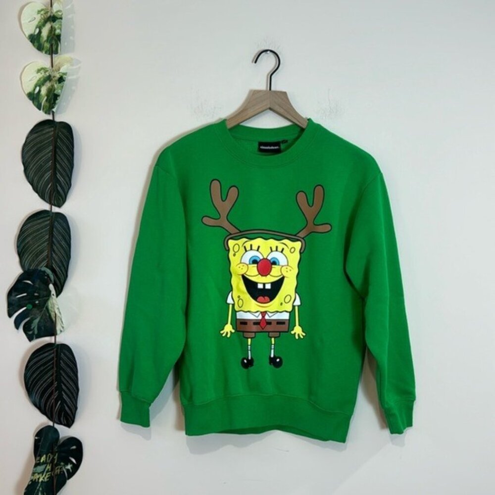 Nickelodeon SpongeBob‎ SquarePants Christmas Sweater Size Small- Green Holiday